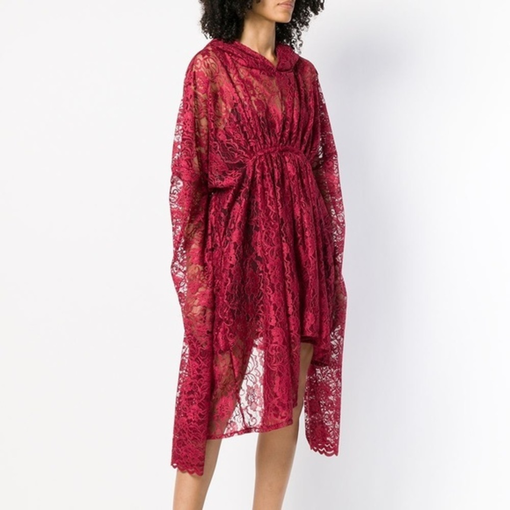 Barbara Bologna Hooded Lace Asymmetrical Dress NWT